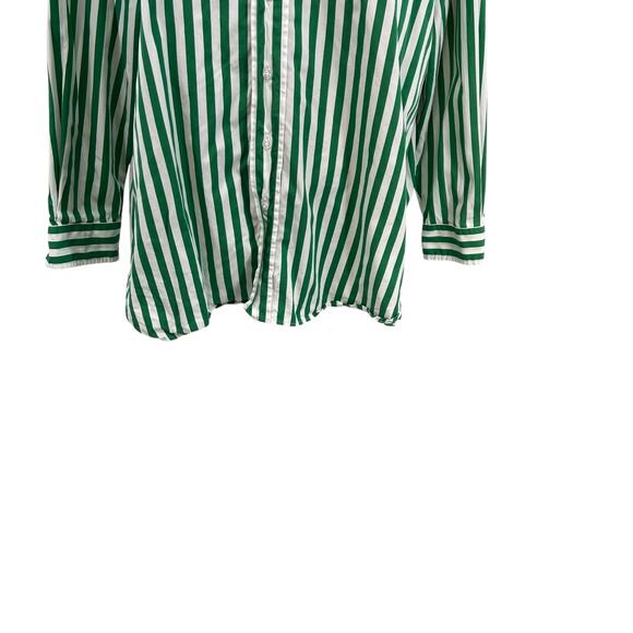 Frank & Eileen Shirley Shirt Top Button Down Stripe Green White Size Medium - Picture 5 of 15